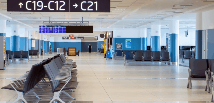 Saguão do aeroporto de Praga, Vaclav Havel.